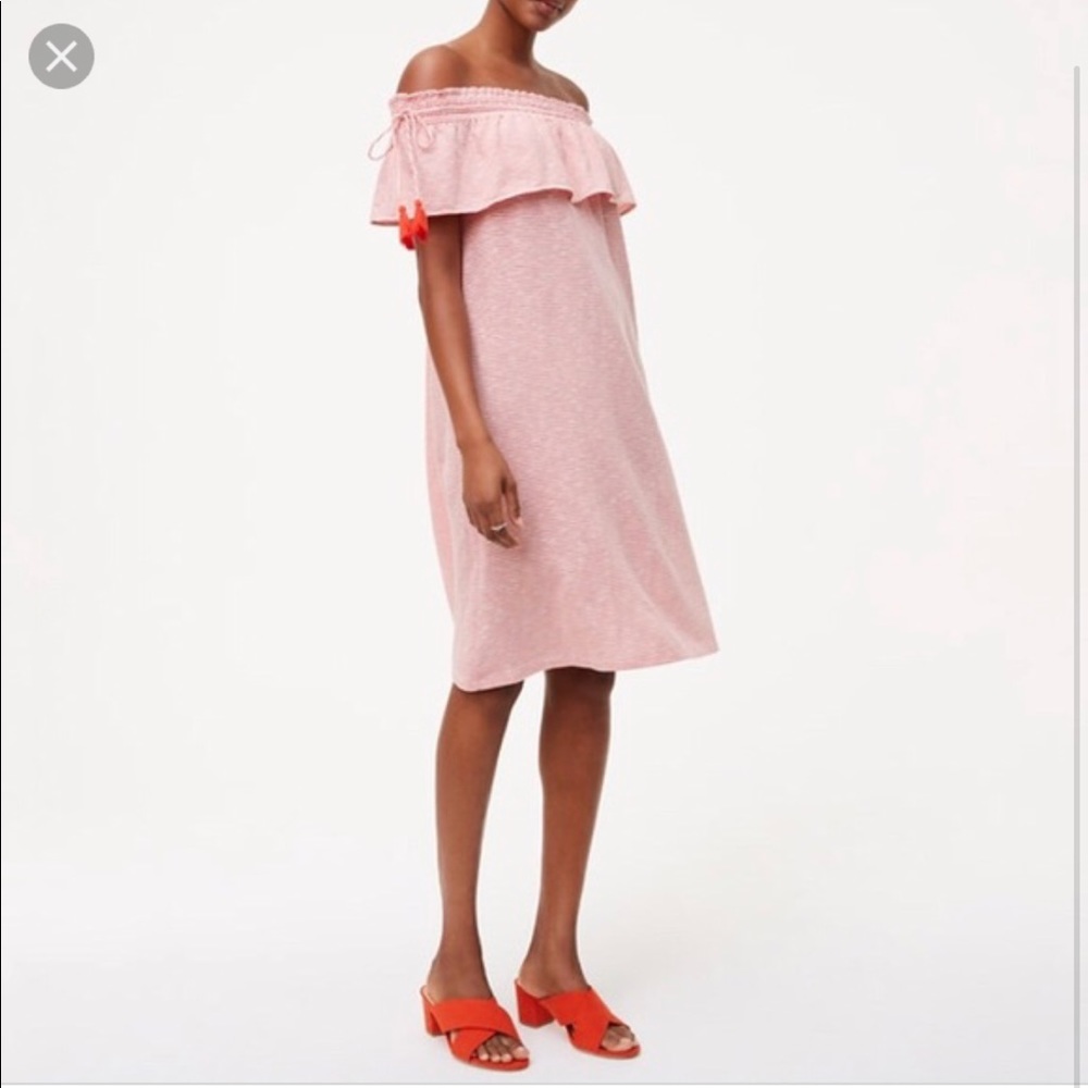 Loft-Striped-Off-Shoulder-Dress